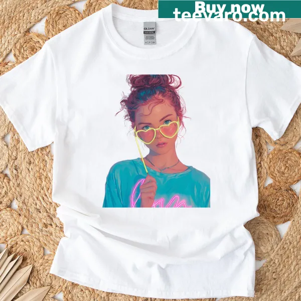 Playful retro neon summer vibe graphic T-shirt