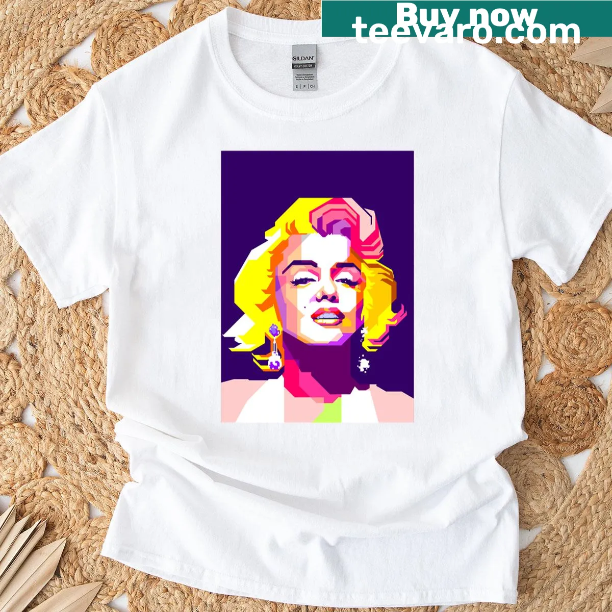 Retro pop art woman portrait T-shirt with bold graphic design — on a men's t-shirt