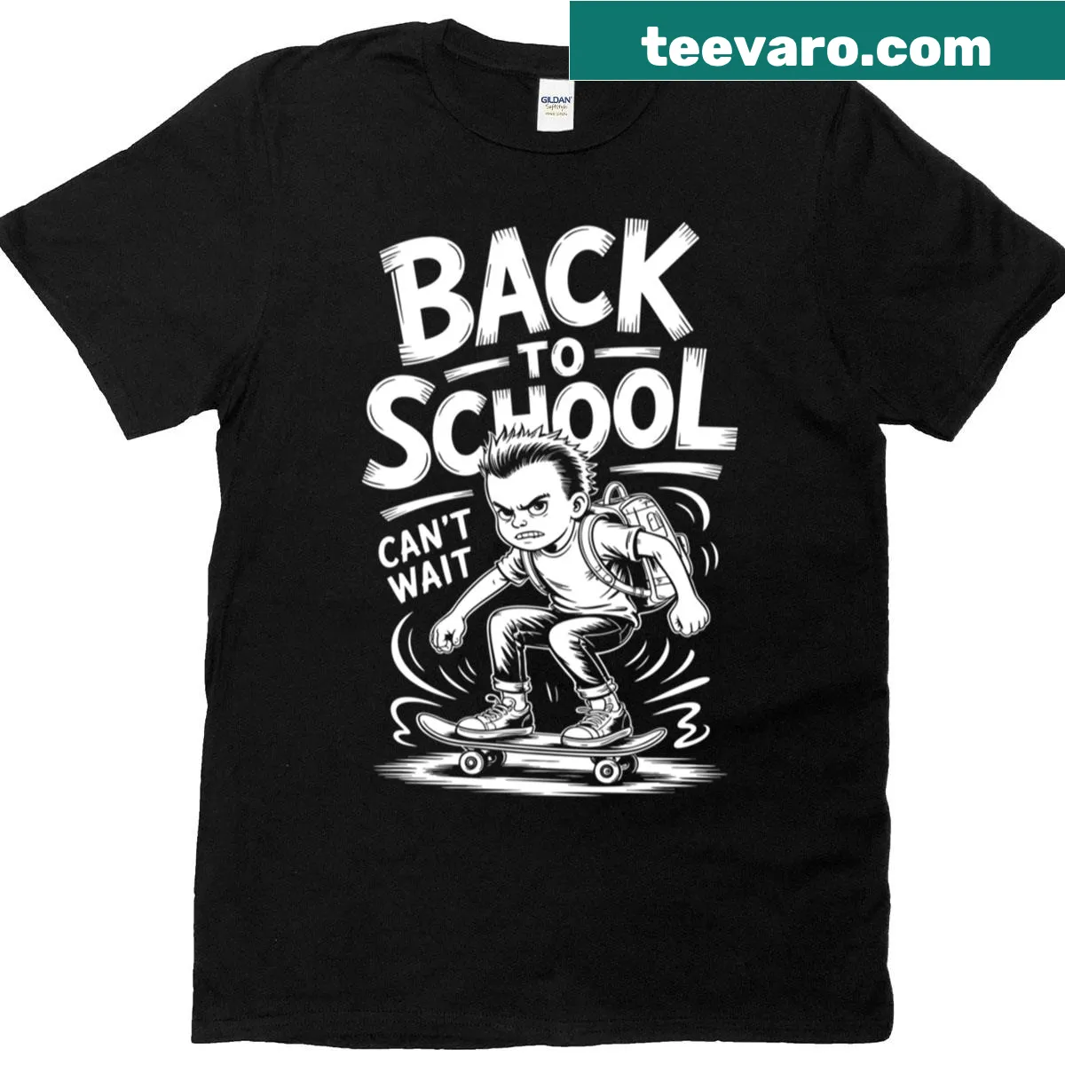 Retro skateboard punk design t-shirt for kids going back to school — on a men's t-shirt