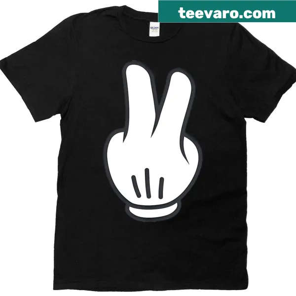 Retro Style Peace Hand V-sign T-shirt with illustrated peace symbol