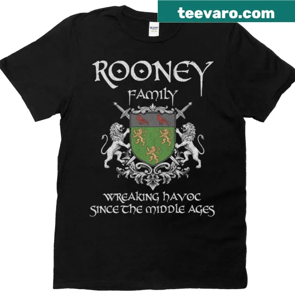 Oversized vintage Rooney family crest T-shirt with detailed emblem