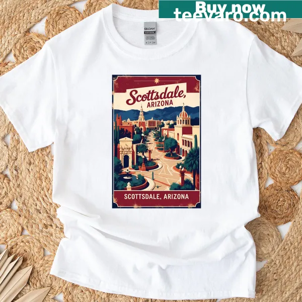 Vintage travel design featuring Scottsdale Arizona from the 1950s