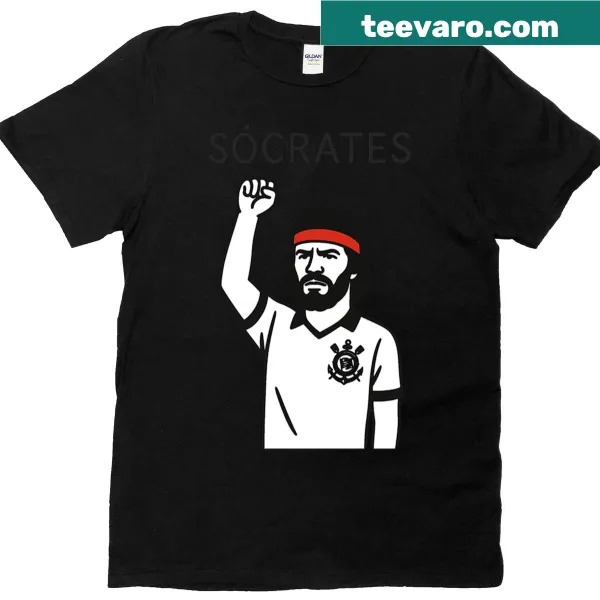 Tribute T-shirt featuring Brazilian football legend Scrates and Corinthians themes.
