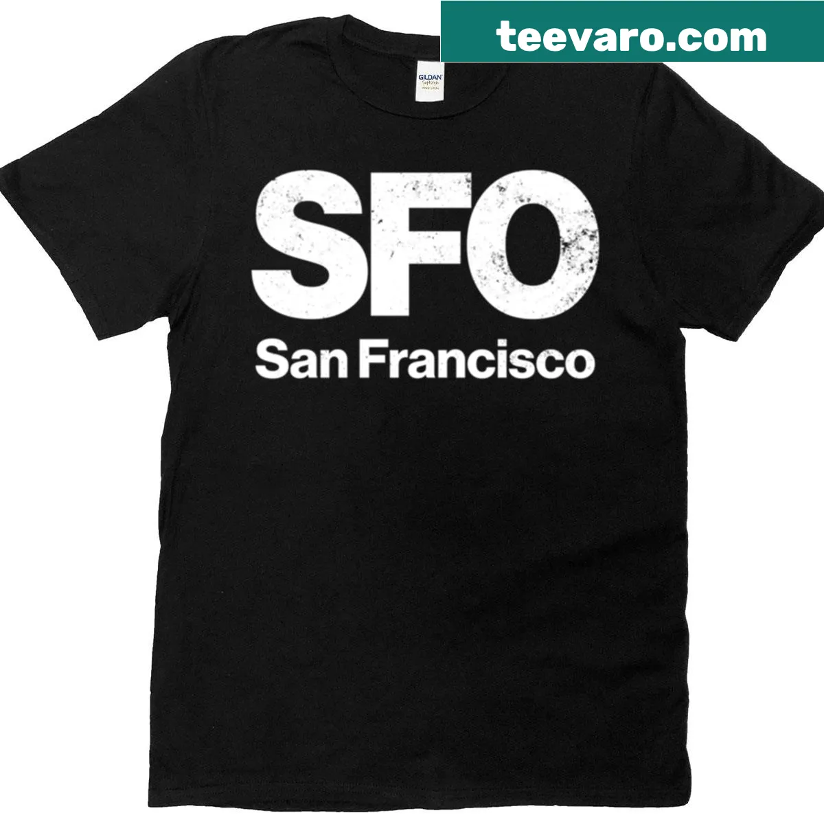 Vintage graphic shirt featuring San Francisco airport code SFO — on a men's t-shirt