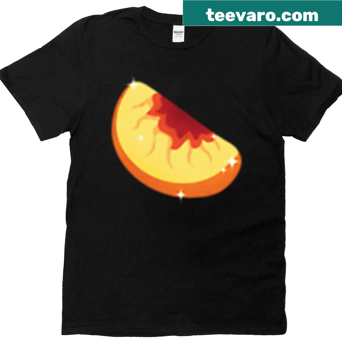 Retro peach slice illustration T-shirt for fruit lovers — on a men's t-shirt