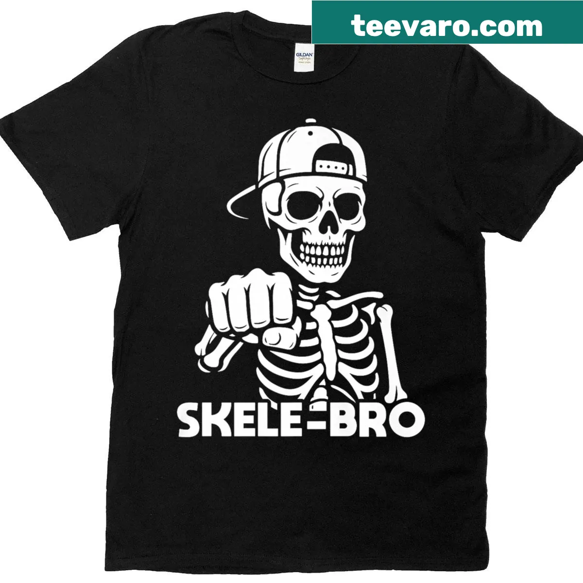 Funny hip-hop skeleton graphic on a Halloween T-shirt. — on a men's t-shirt