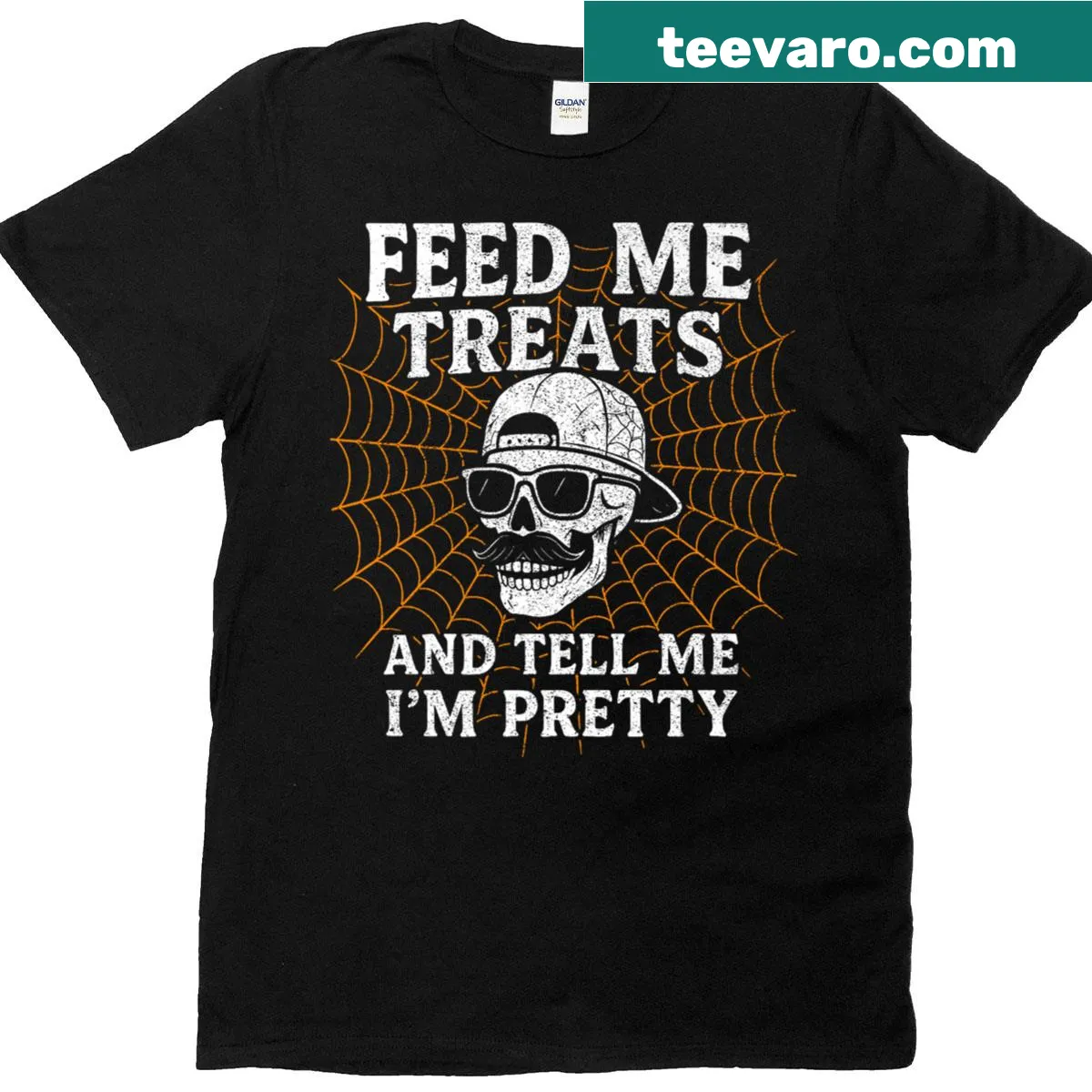 Funny Halloween T-shirt featuring a skeleton dad and text — on a men's t-shirt