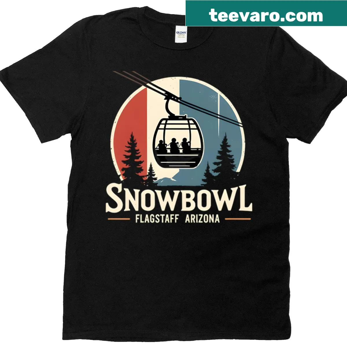 Illustrative T-shirt showcasing Snowbowl in Arizona. — on a men's t-shirt