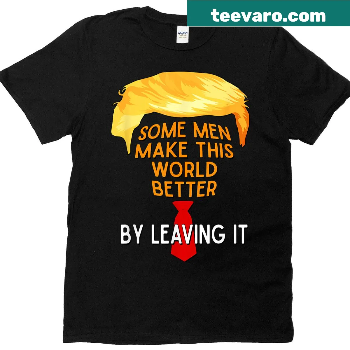 Sarcastic saying graphic on a T-shirt about men leaving — on a men's t-shirt