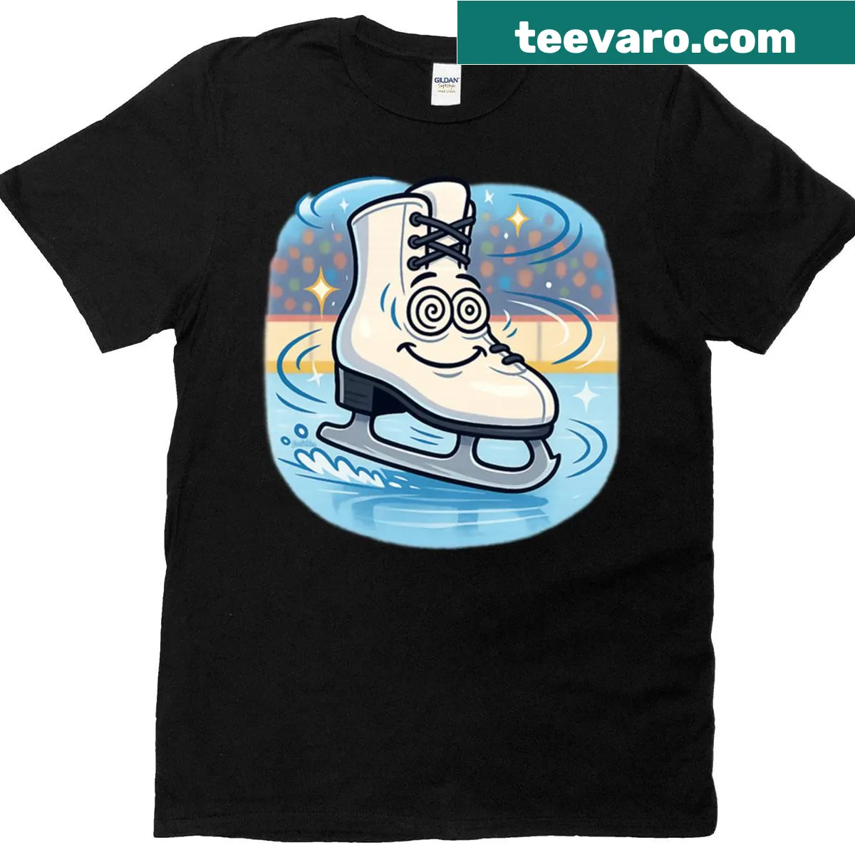 Dynamic typography design featuring the phrase 'spin dizzy' — on a men's t-shirt