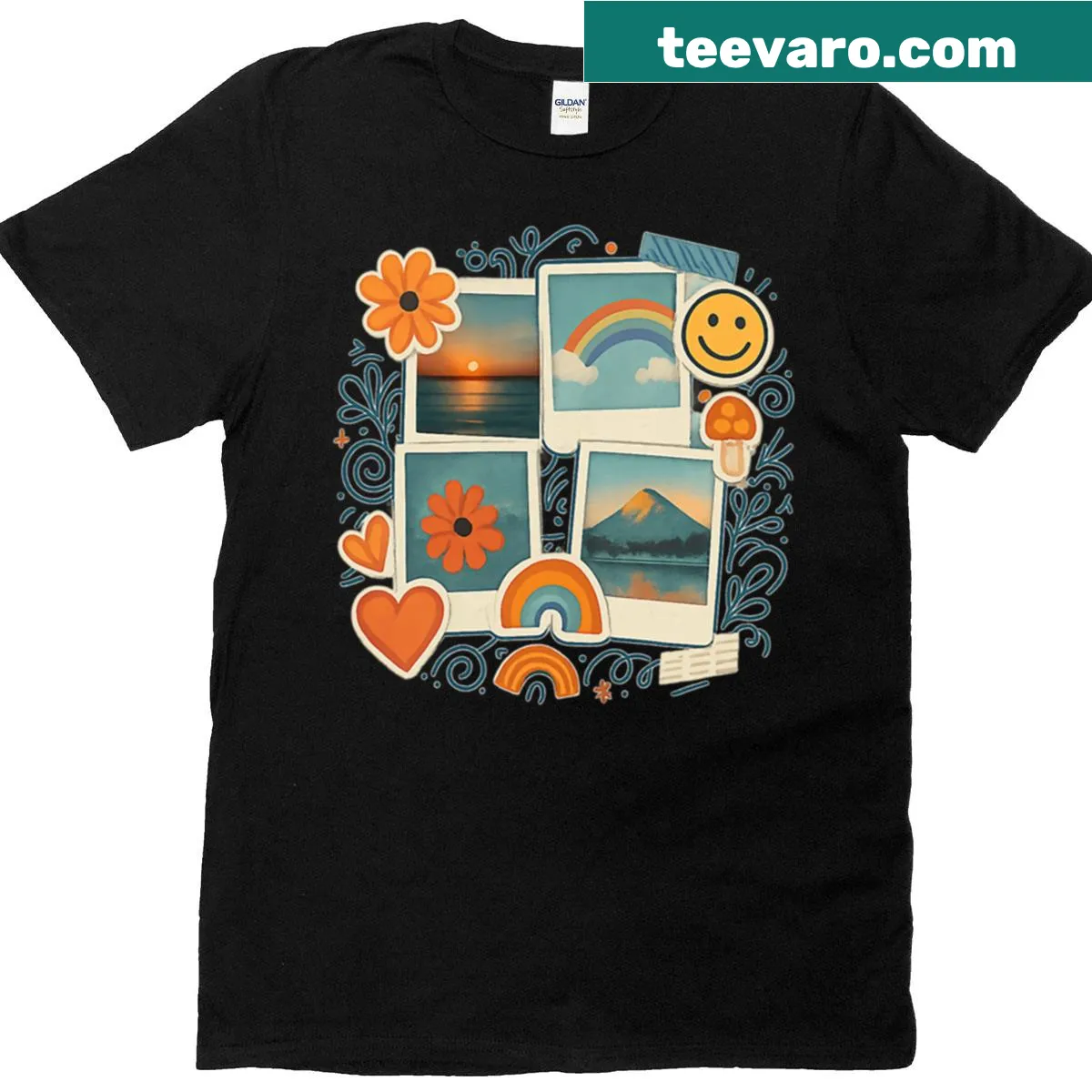 Oversized vintage doodle hex-art design t-shirt — on a men's t-shirt