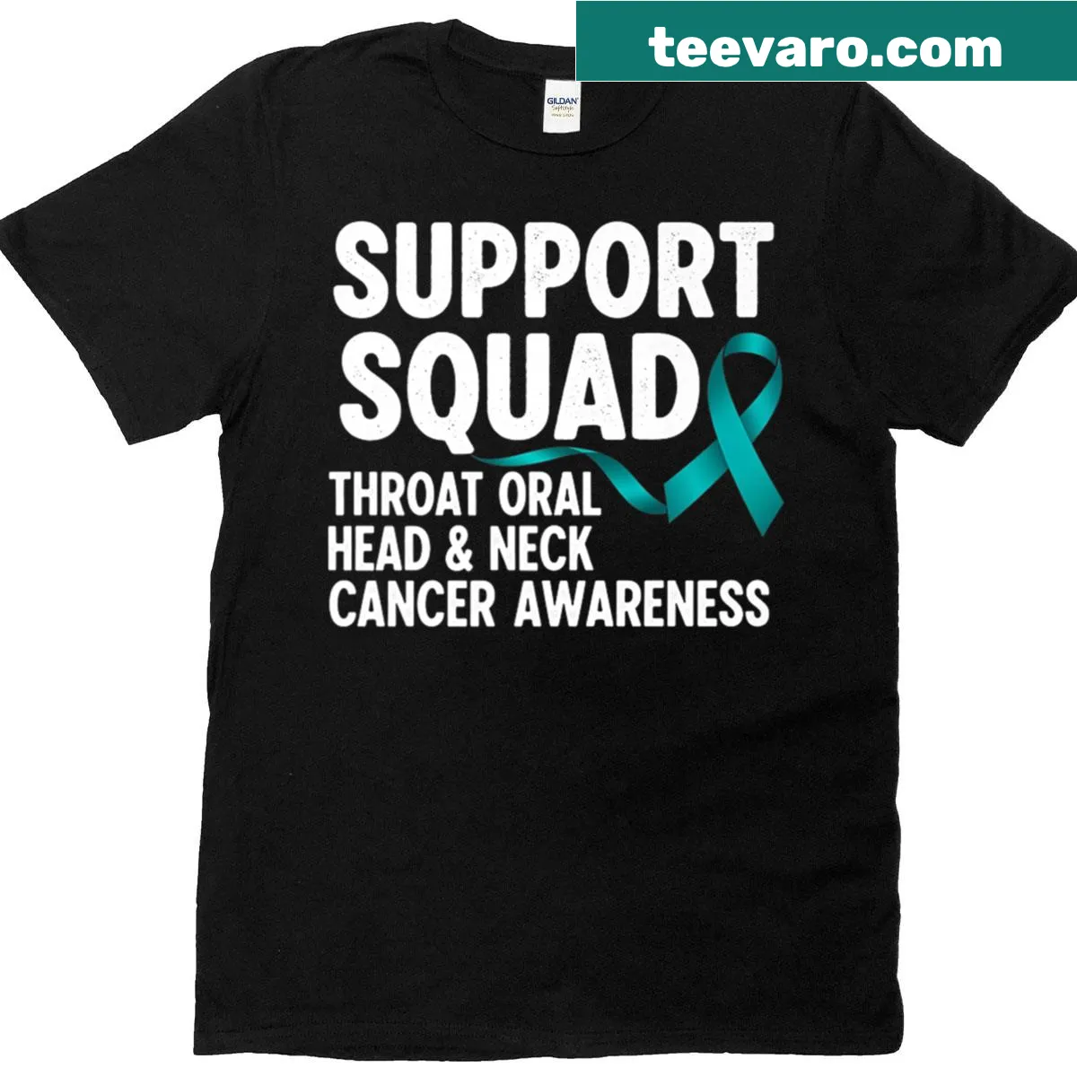 Emblem T-shirt for throat cancer awareness — on a men's t-shirt