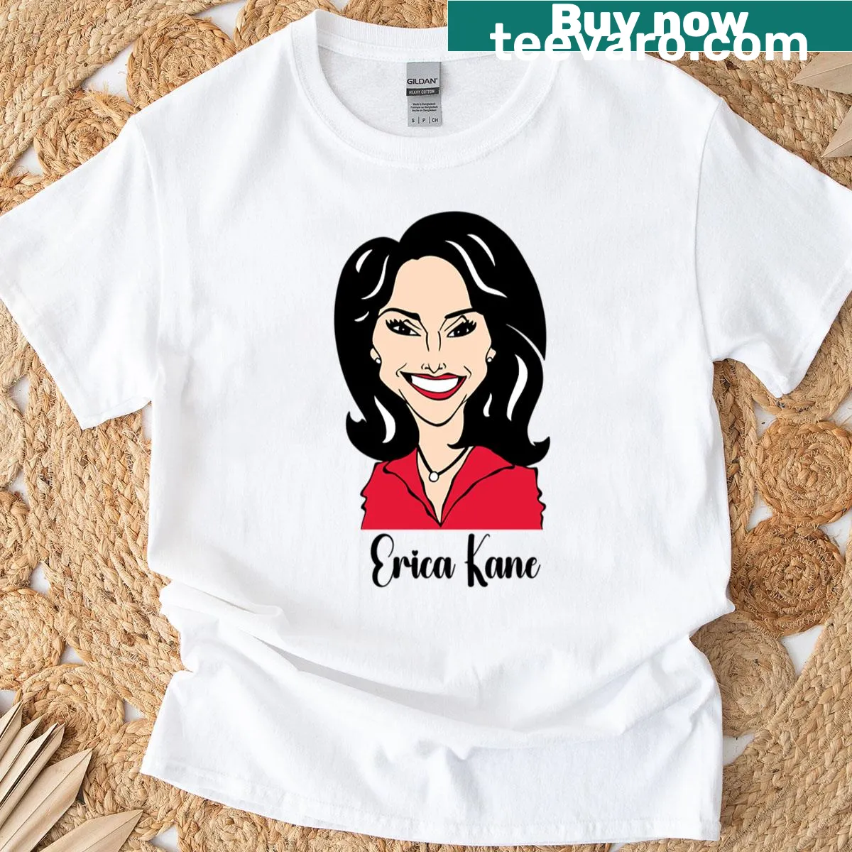 Fan art t-shirt featuring Susan Lucci's character Erica Kane. — on a men's t-shirt