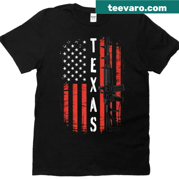 Patriotic Texas t-shirt with USA flag and rifle design