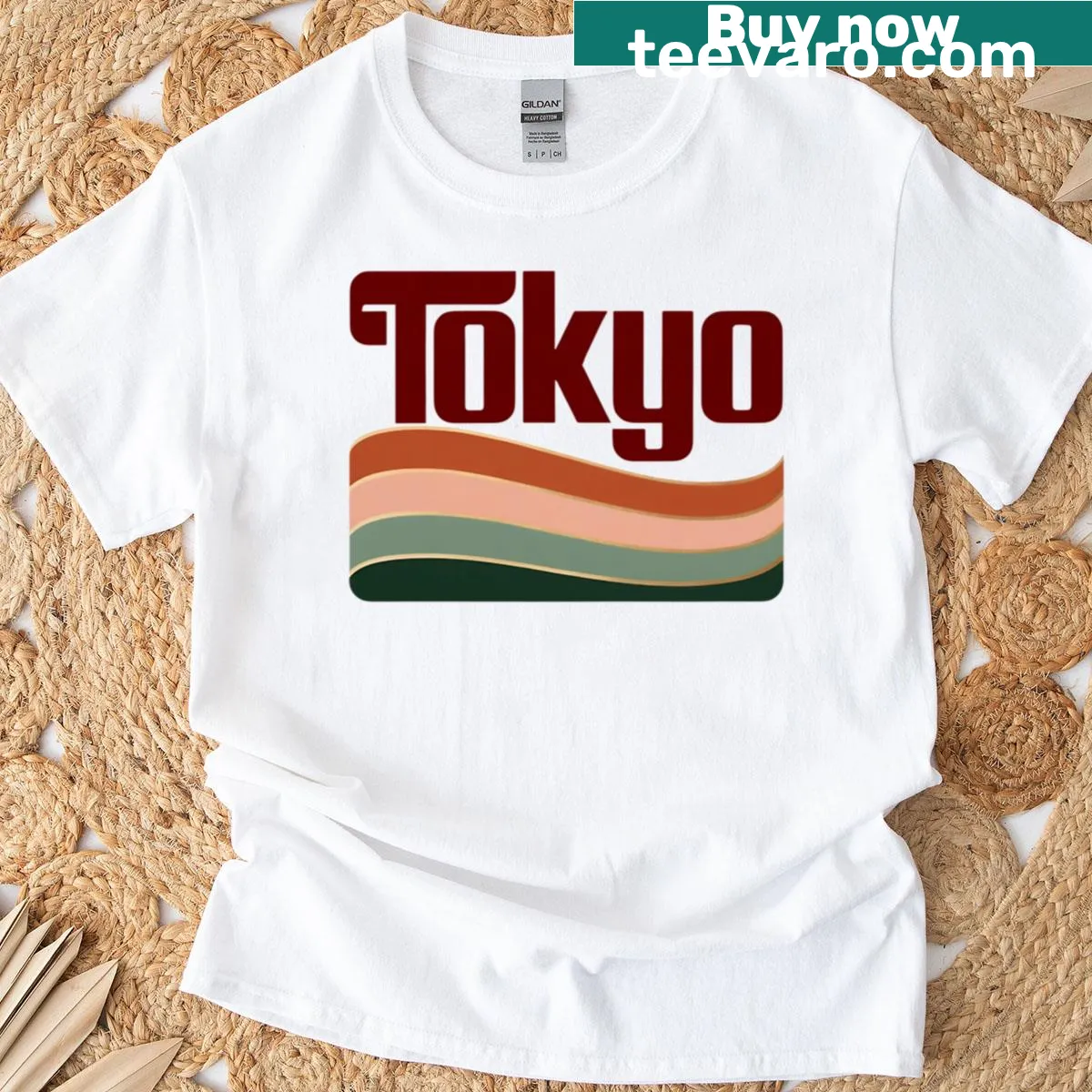 Illustrative graphic t-shirt featuring Tokyo 20 design — on a men's t-shirt