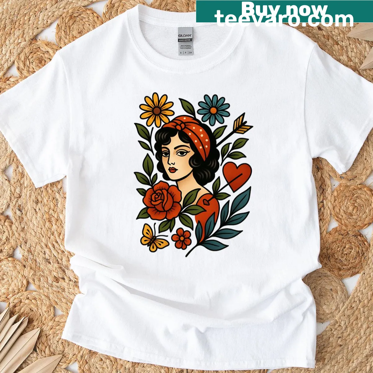 Wifey tattoo design with roses on a T-shirt — on a men's t-shirt