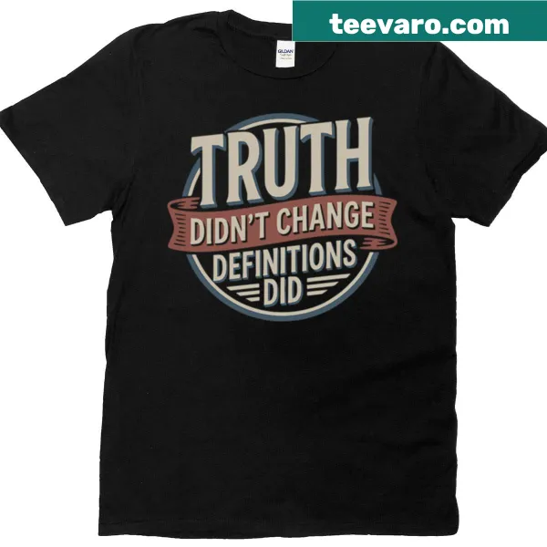 Bold typographic statement T-shirt challenging conventional definitions.