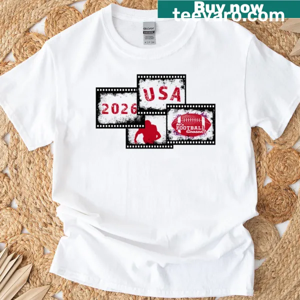 Vintage film strip design celebrating USA football on T-shirt