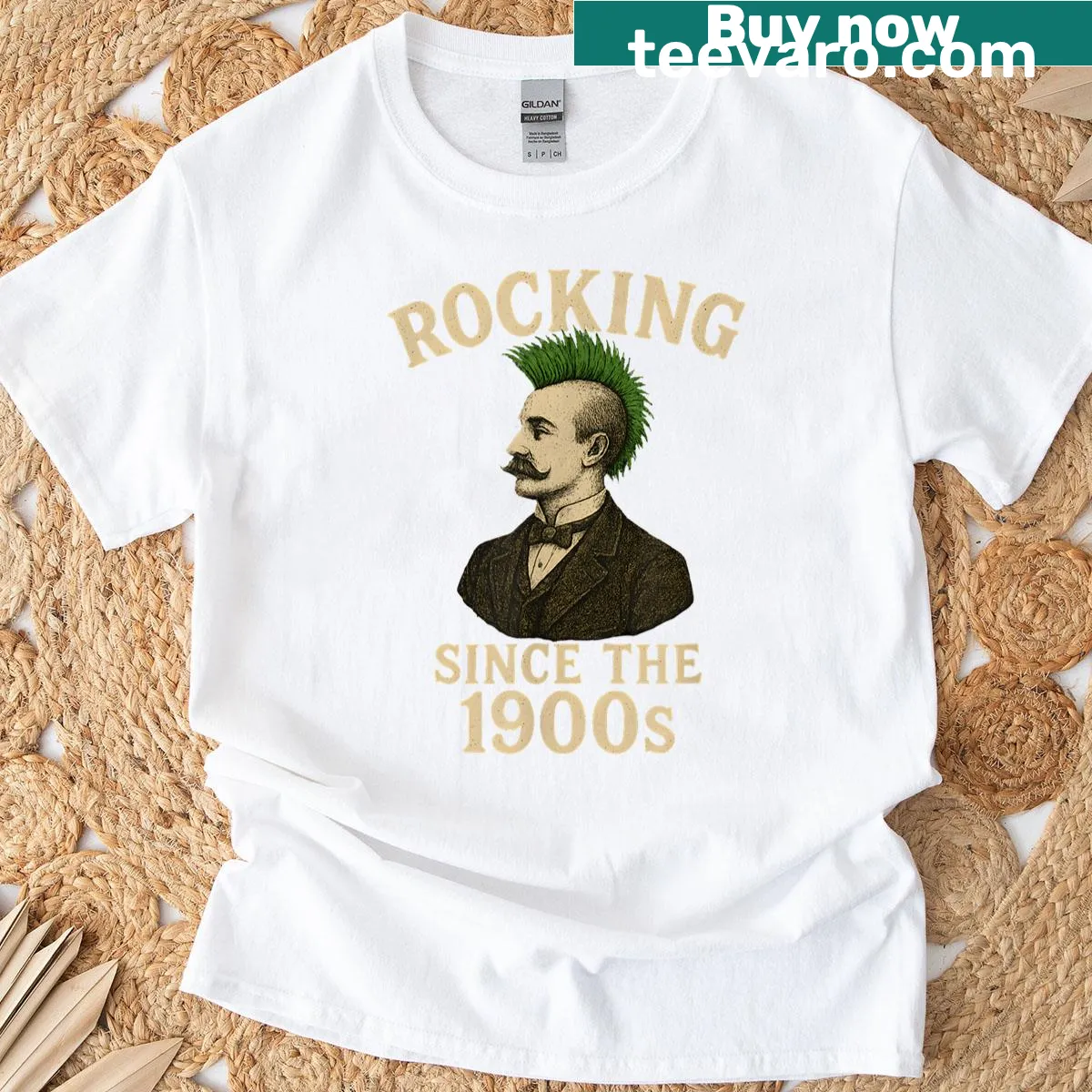 Illustration of a Victorian gentleman with a mohawk on t-shirt. — on a men's t-shirt