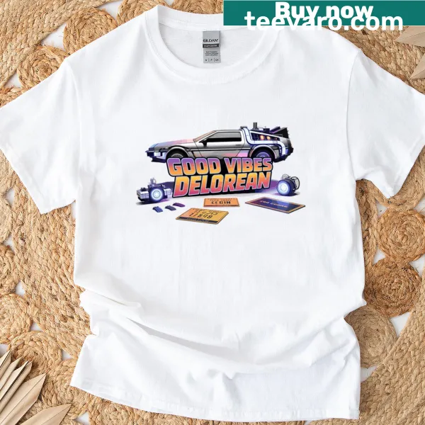 Vintage t-shirt featuring a graphic of a DeLorean and a catchy phrase