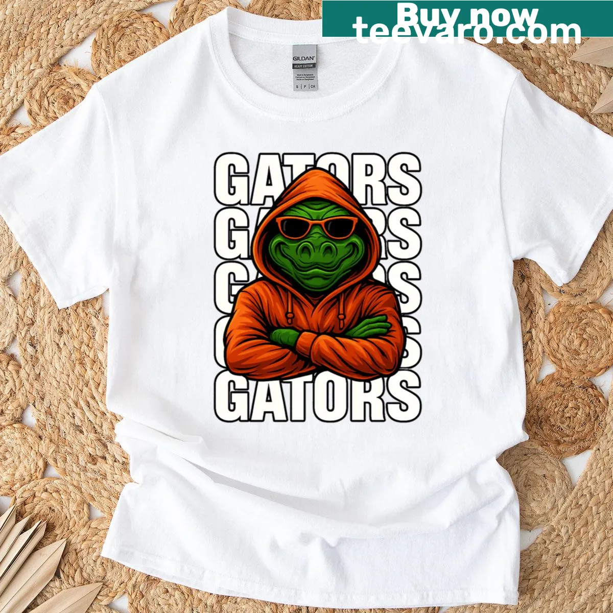 Funny alligator name on a vintage distressed t-shirt design. — on a men's t-shirt