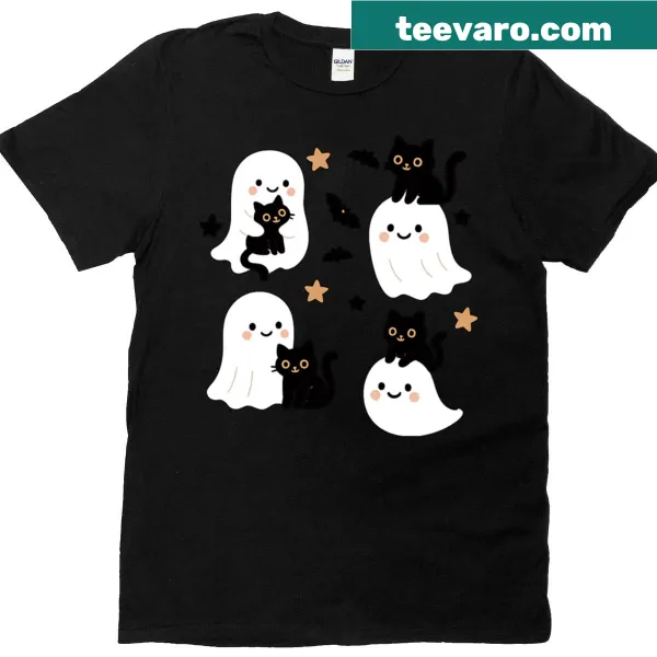Vintage t-shirt featuring a ghost with black cats
