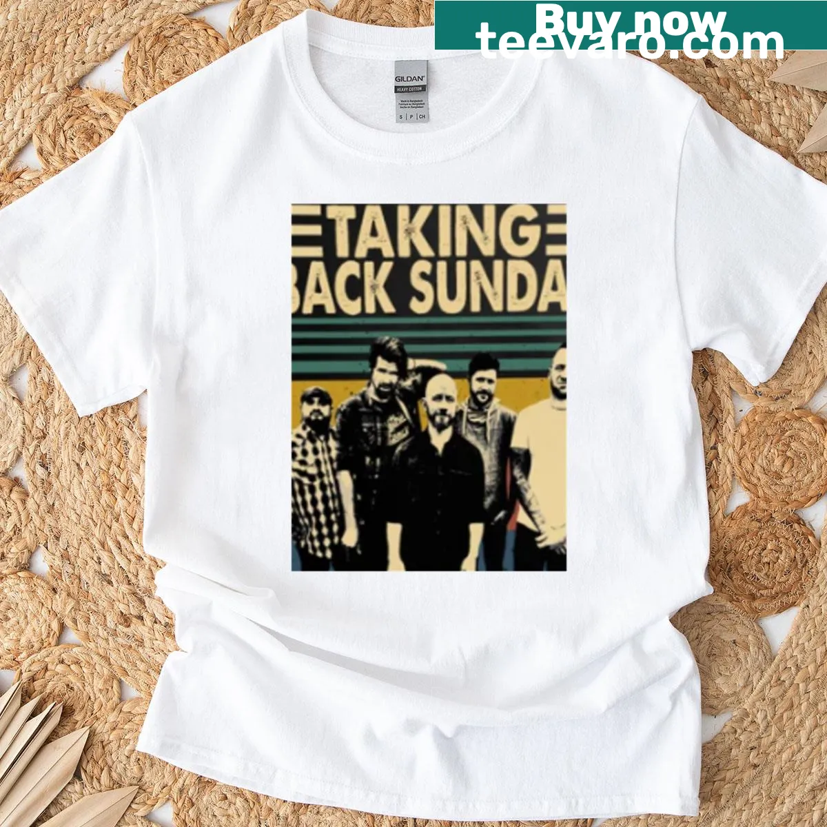 Vintage distressed Taking Back Sunday band graphic T-shirt — on a men's t-shirt