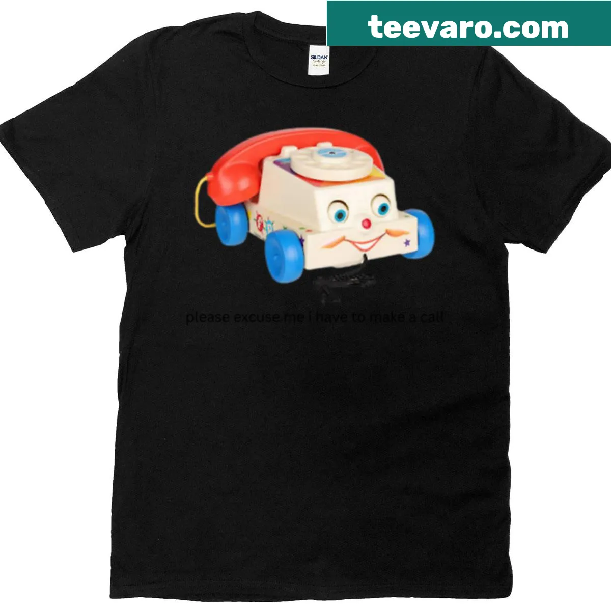 Oversized t-shirt with a vintage toy phone graphic — on a men's t-shirt