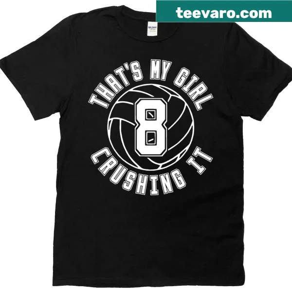 Volleyball shirt featuring number 8 for proud parents