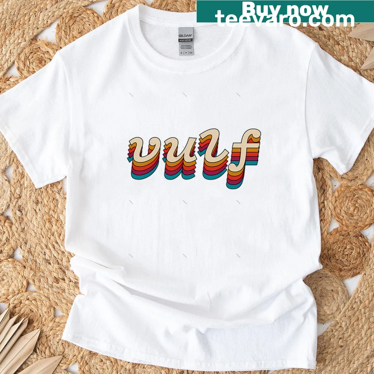 Vintage T-shirt featuring a nostalgic Vulf design — on a men's t-shirt