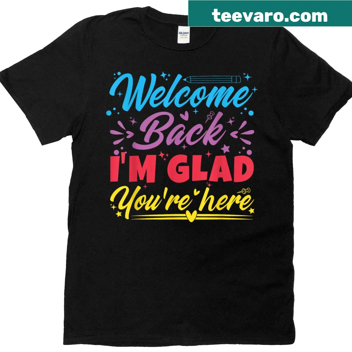 Teacher t-shirt with welcoming message for students — on a men's t-shirt