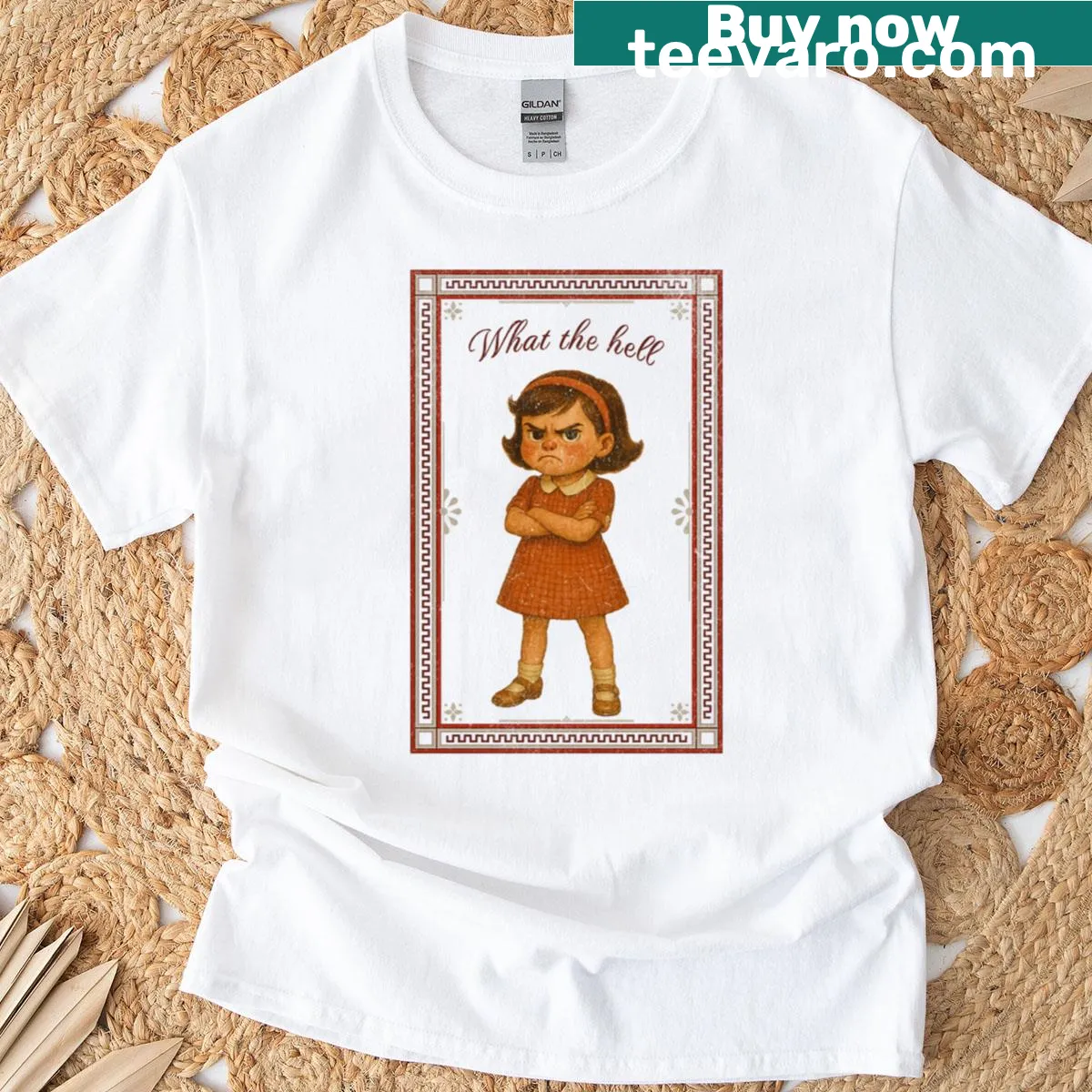 Retro kids t-shirt featuring vintage poster design for girls — on a men's t-shirt