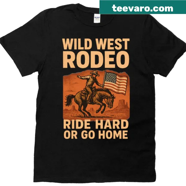 Illustration of Wild West scenes on an oversized t-shirt