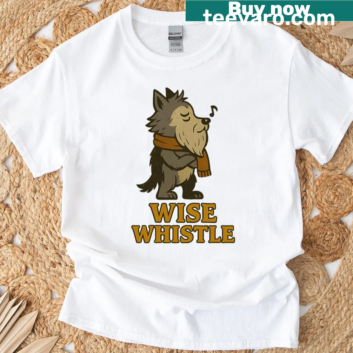 Oversized t-shirt with the phrase 'Wise Whistle' in bold typography — on a men's t-shirt