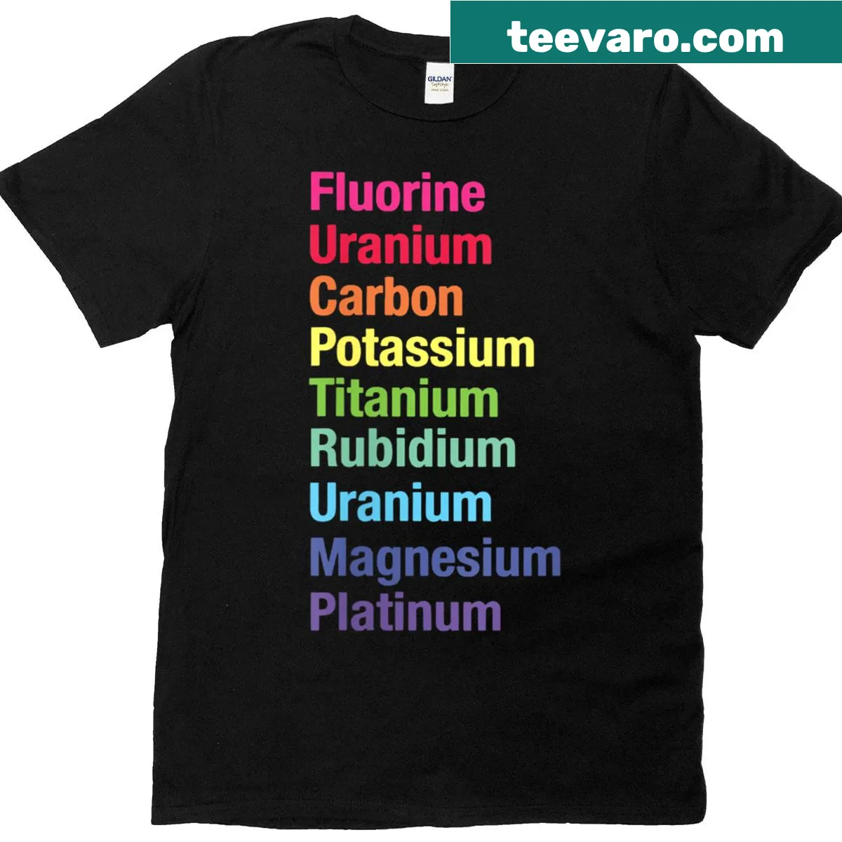 Periodic table elements design on a chemistry-themed T-shirt — on a men's t-shirt