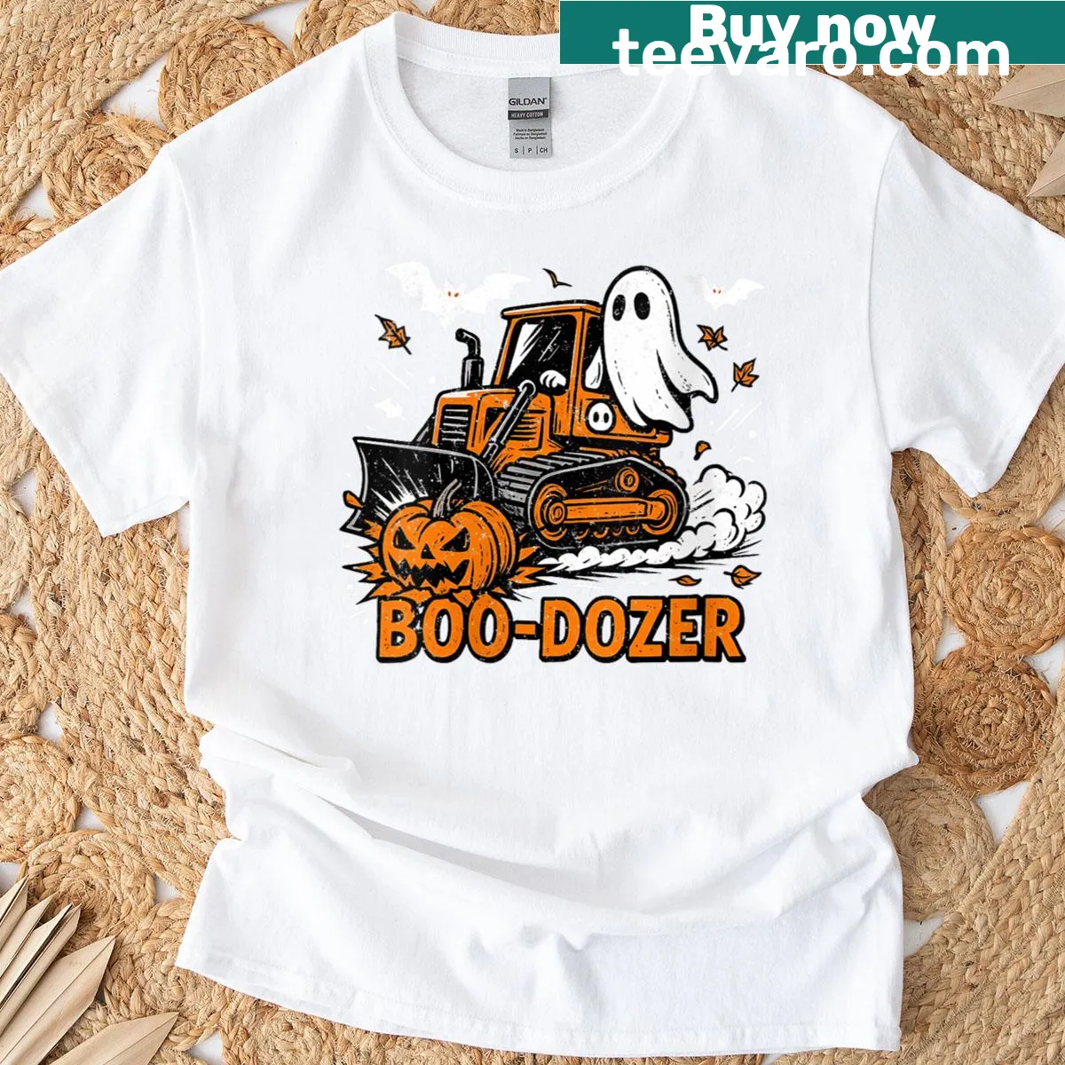Halloween-themed ghost trucks T-shirt for kids — on a men's t-shirt