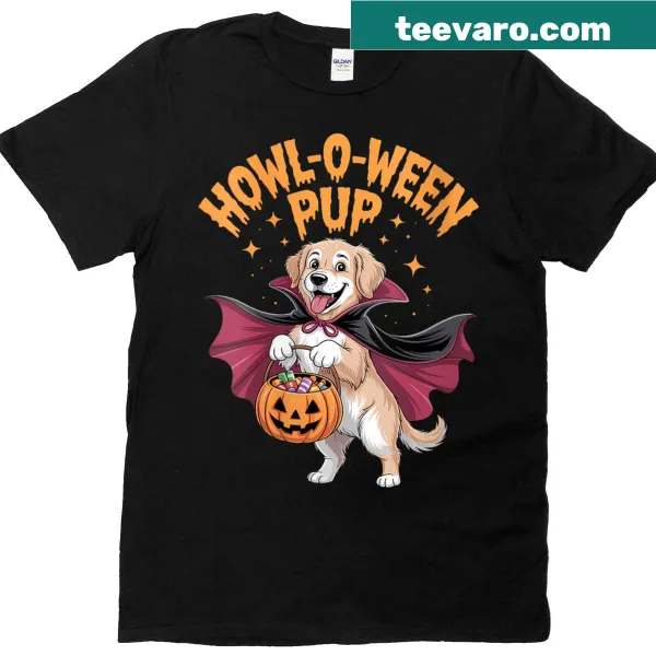 Cute Halloween T-shirt with a dog in costume