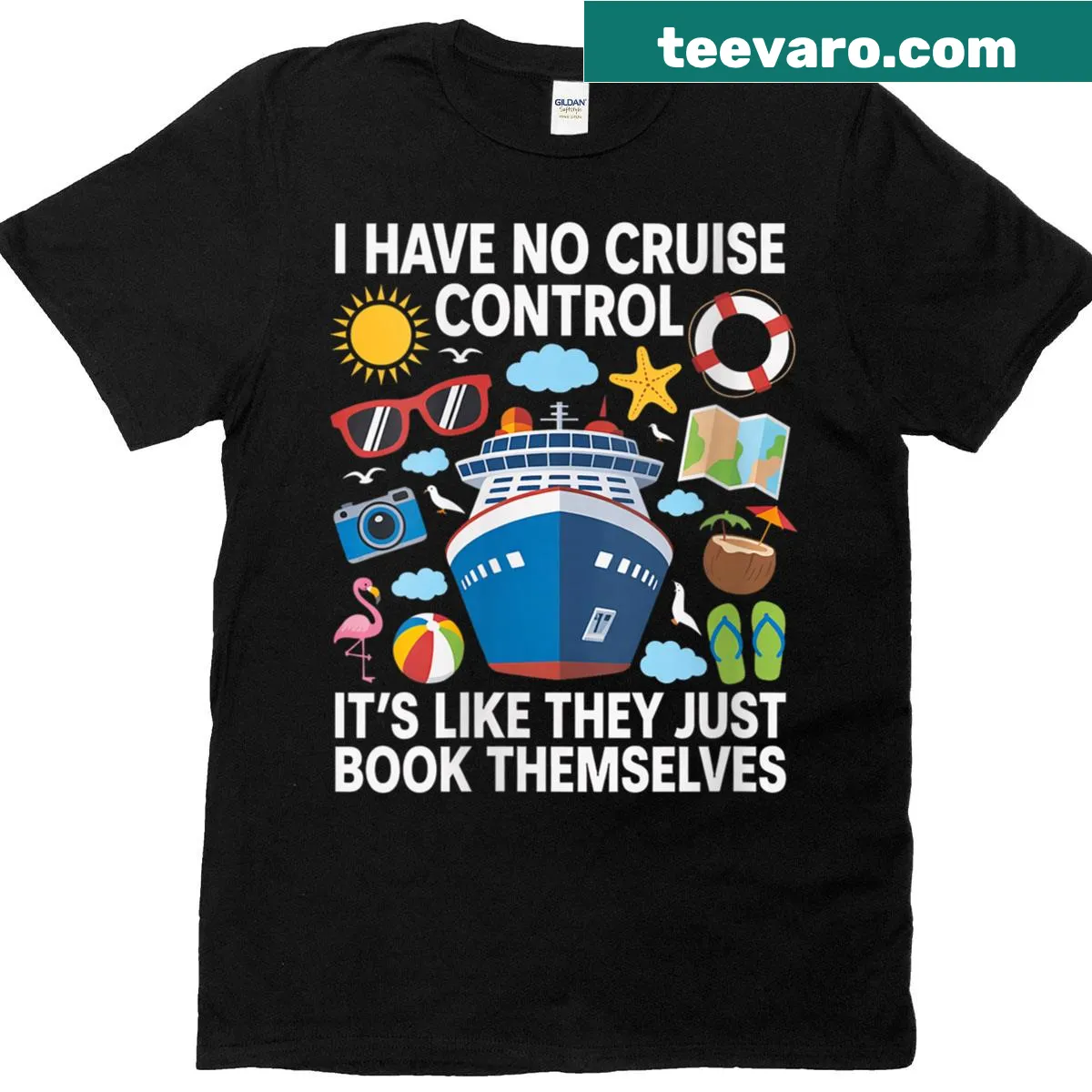 Funny cruise shirt with the phrase 'I Have No Control On A Cruise' — on a men's t-shirt