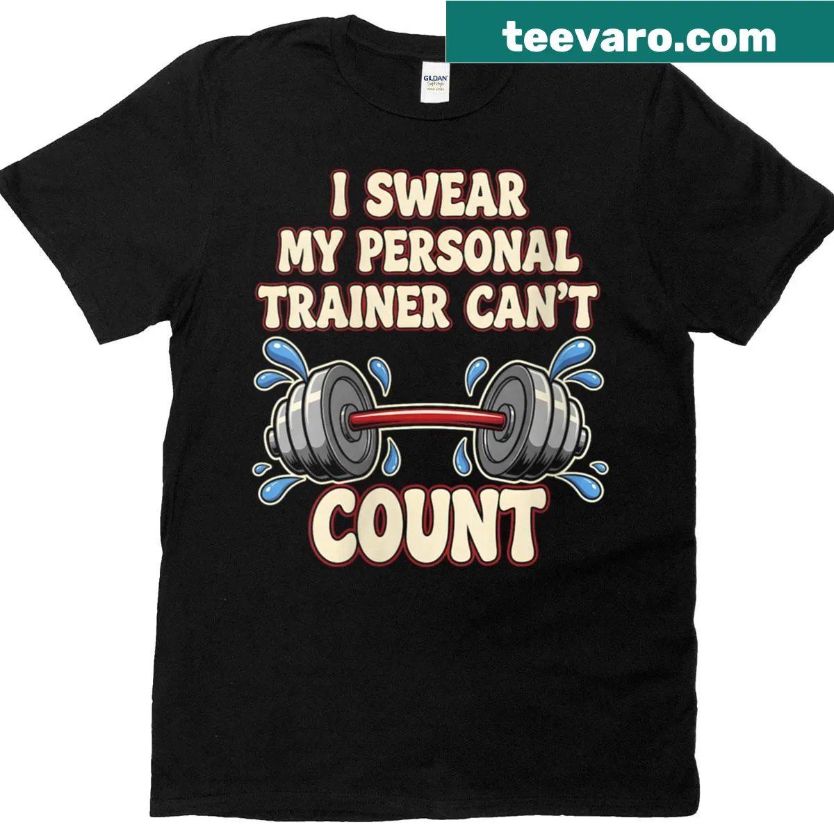 Funny gym shirt with a quote about personal trainers and counting — on a men's t-shirt