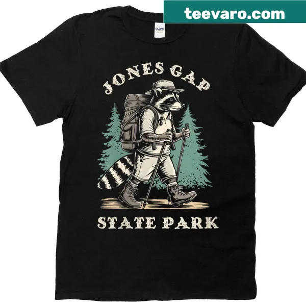 Illustration of a raccoon inspired by Jones Gap State Park on a t-shirt