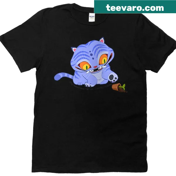 Cartoon t-shirt featuring K-pop demon hunters and a plant vase