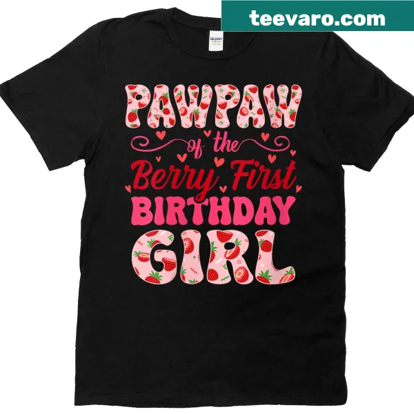 Adorable t-shirt for a first birthday girl featuring a strawberry design