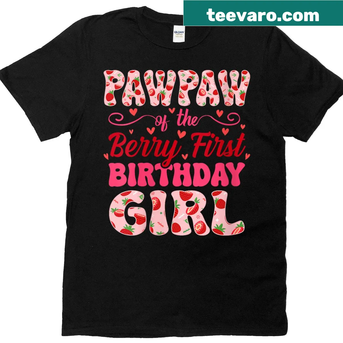 Adorable t-shirt for a first birthday girl featuring a strawberry design — on a men's t-shirt