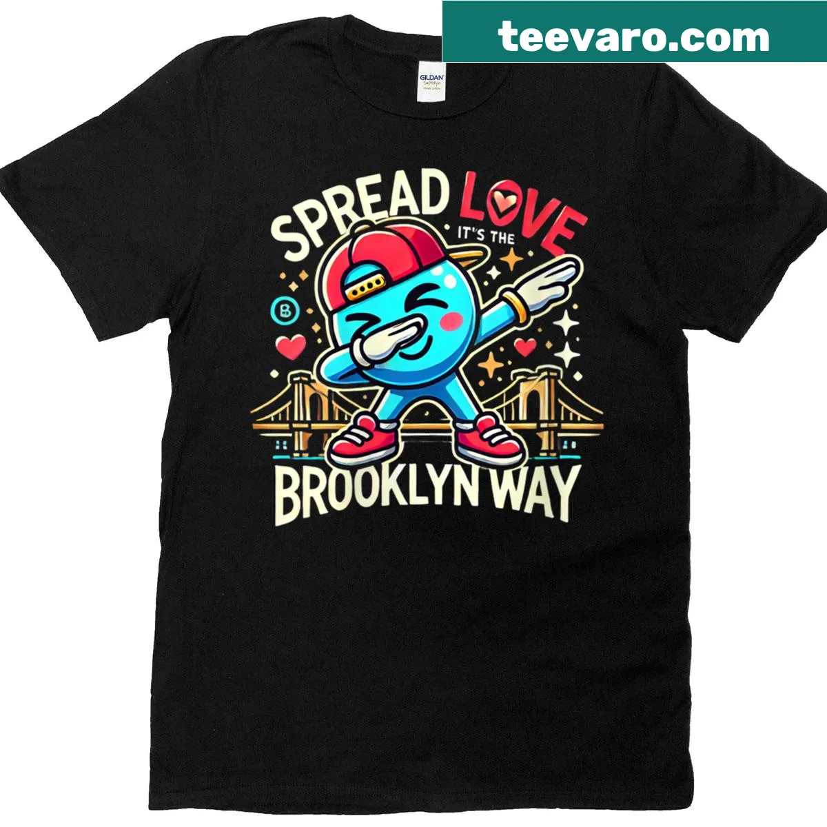Graffiti art t-shirt promoting love with Brooklyn theme — on a men's t-shirt