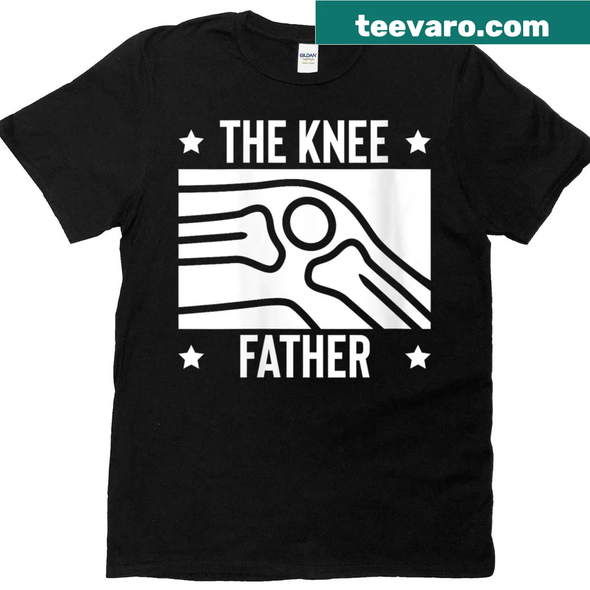 Sentimental t-shirt for women with 'The Knee Father Dad' centered text — on a men's t-shirt