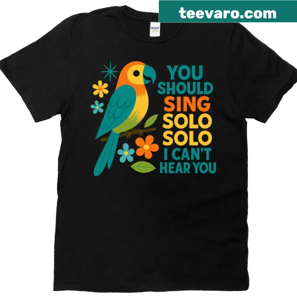 Funny retro T-shirt with a parrot graphic and humorous saying