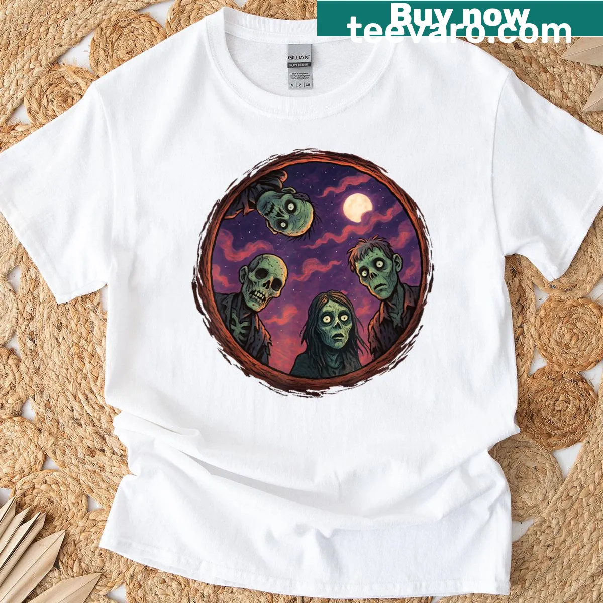 Funny Halloween Zombie Pit graphic T-shirt — on a men's t-shirt