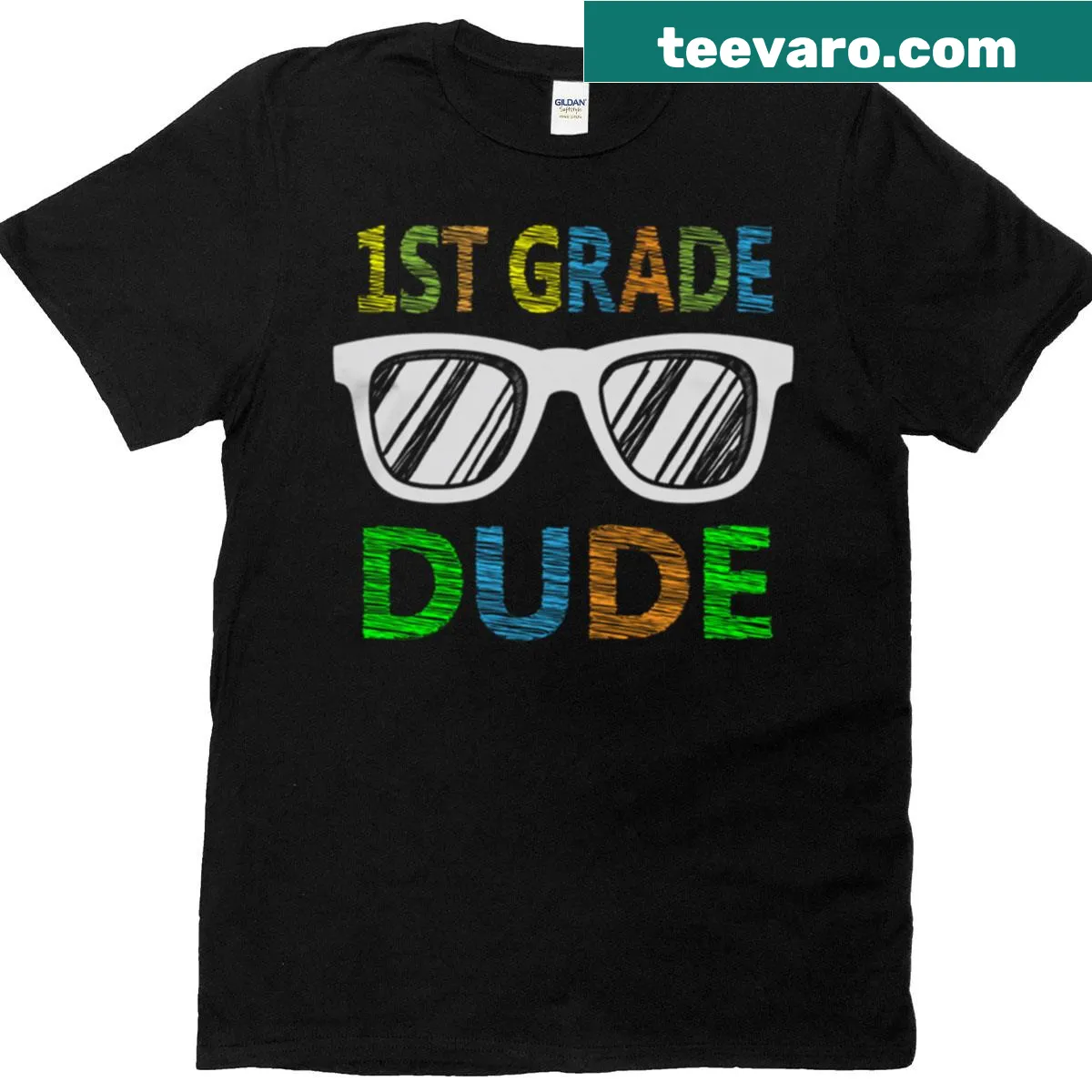 T-shirt for kids featuring '1st Grade Dude' text — on a men's t-shirt