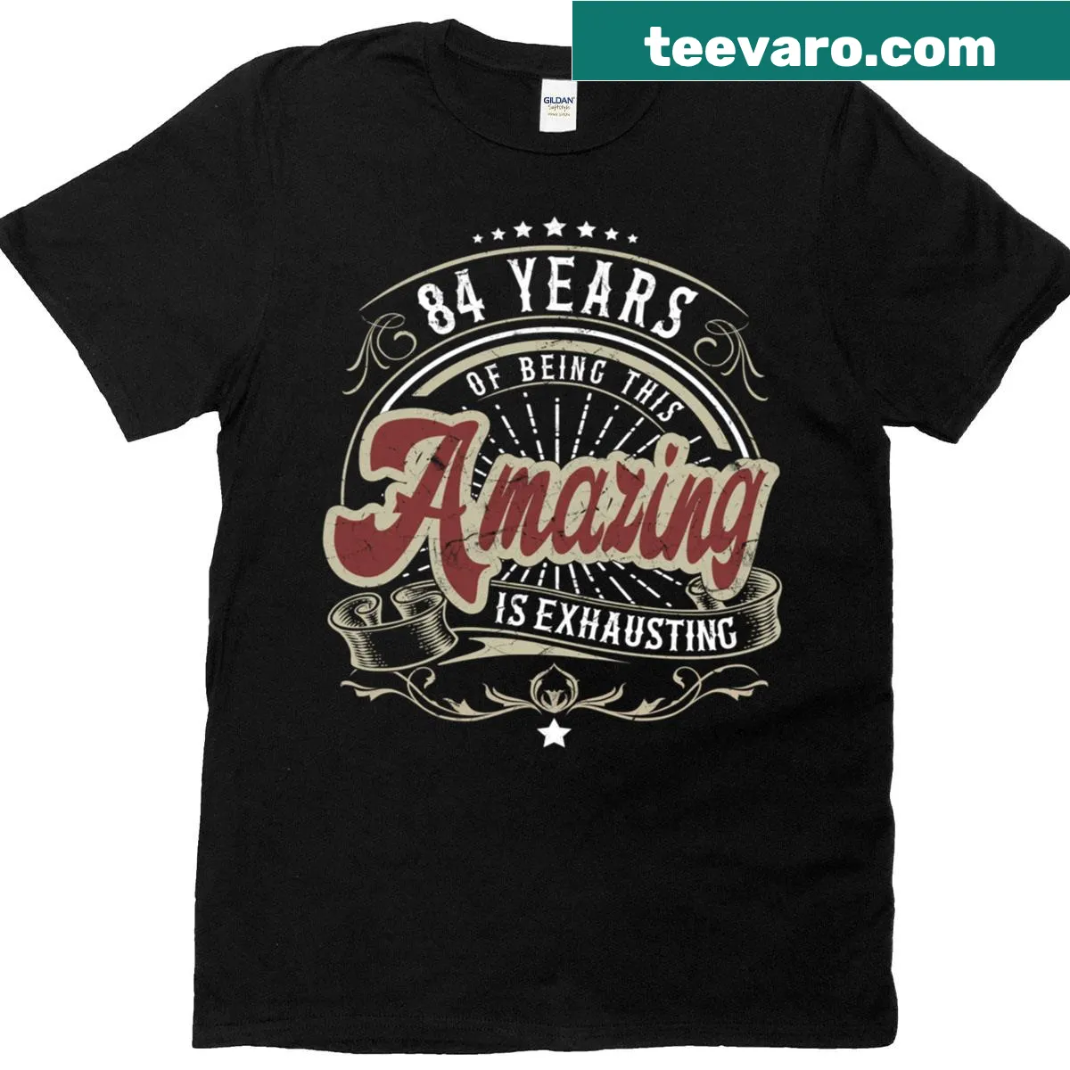Funny T-shirt celebrating an 84th birthday with a humorous saying — on a men's t-shirt