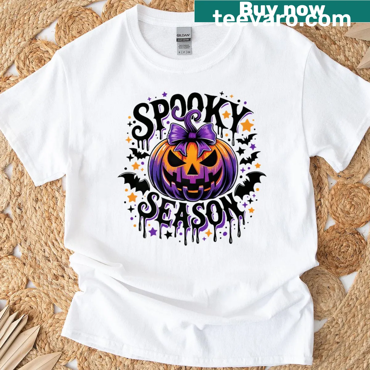 Gothic pumpkin art on a spooky Halloween t-shirt — on a men's t-shirt